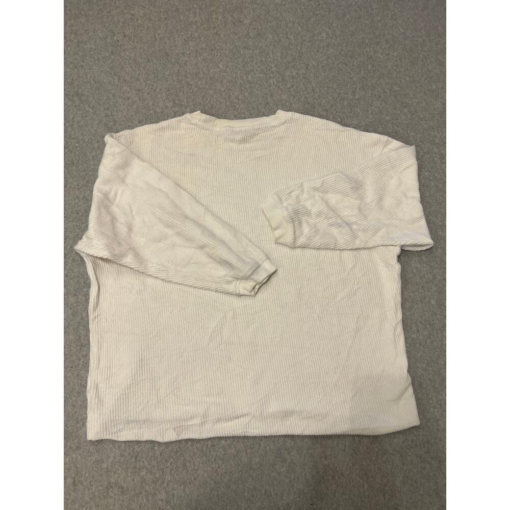 Aerie Sweater Mens Small Long Sleeve Crewneck‎ Ribbed Knit Cotton Pullover Cream